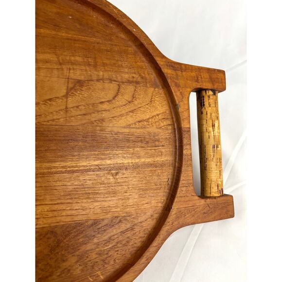 Richard Nissen Teak Wood Tray w/ Cork Handles Danmark Scandinavian MCM 1960s VTG - Picture 4 of 15